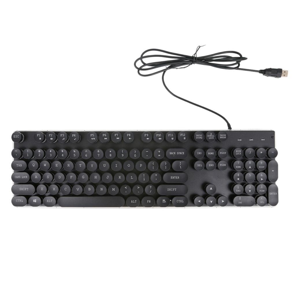 3 Color Wired Backlit Gaming Keyboard Punk Keycap Retro with USB Interface