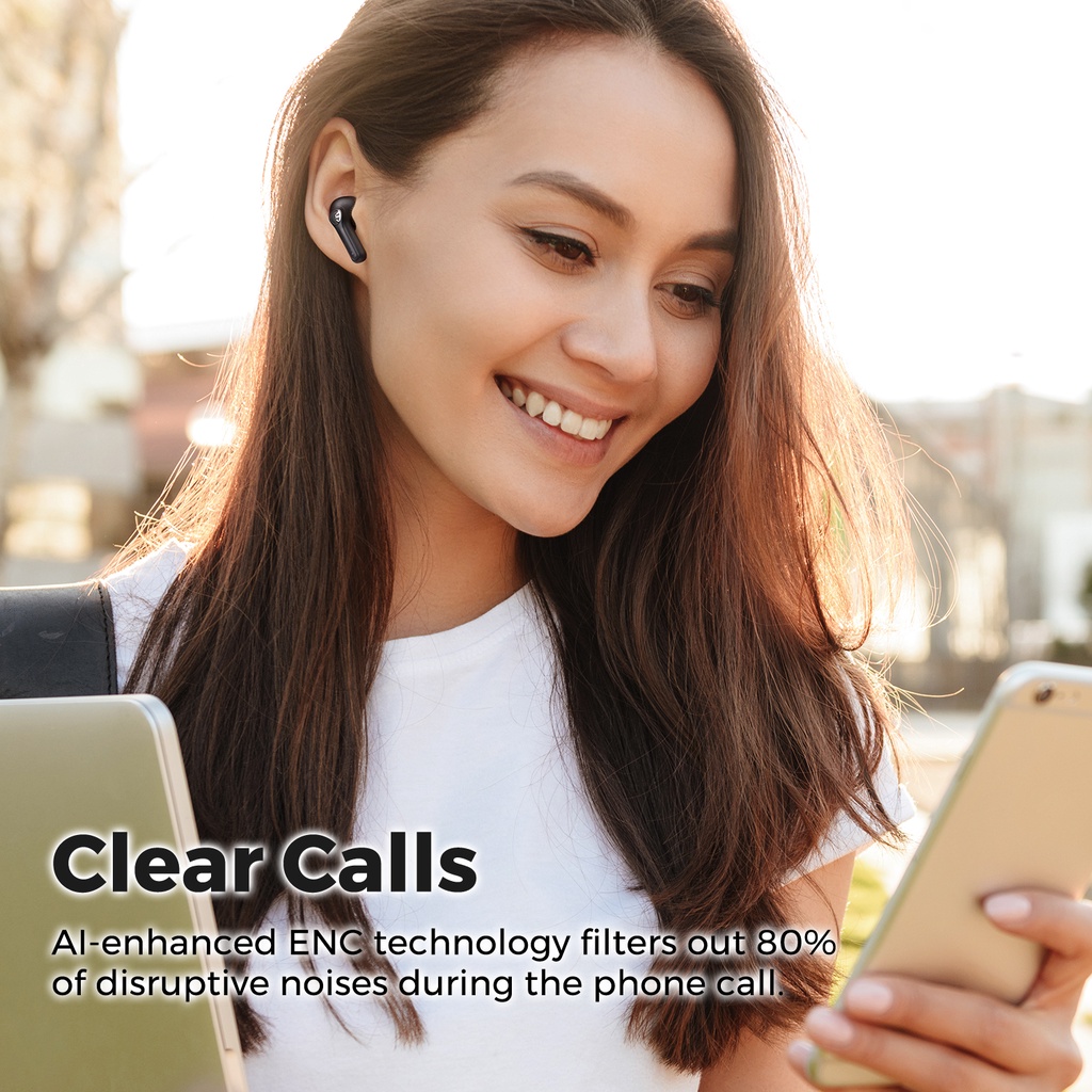 Tai nghe True Wireless SoundPEATS Life ANC 25dB Game Mode Bluetooth 5.2 (Đen), Mic kép AI ENC - Hàng Chính Hãng