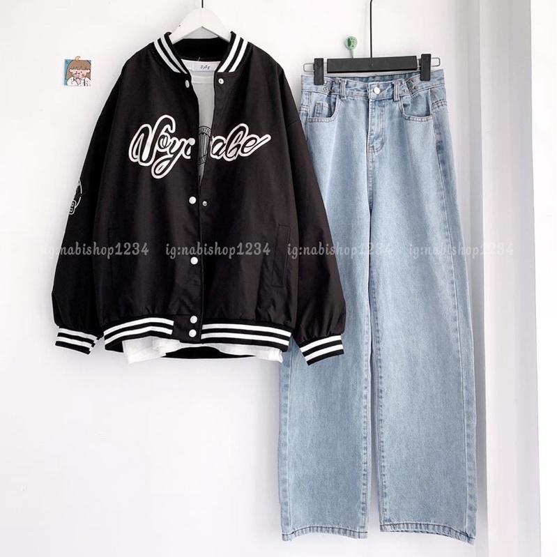 Áo khoác bomber bóng chày dù 2 lớp lót das unisex ulzzang nam nữ Voyabe AD894