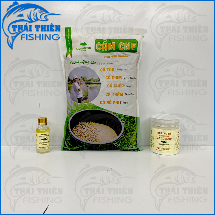 Combo 1kg Cám CNF, 1 Chai Dầu Hăng, 1 Hũ Bột Chung Nguyen Fishing Chuyên Dùng Câu Cá Tra, Chép, Rô Phi, Trắm, Trôi