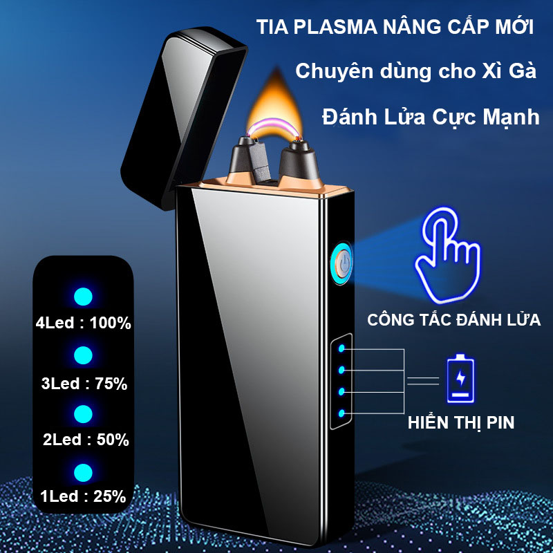 Bật lửa điện plasma độc lạ sạc pin tiện lợi