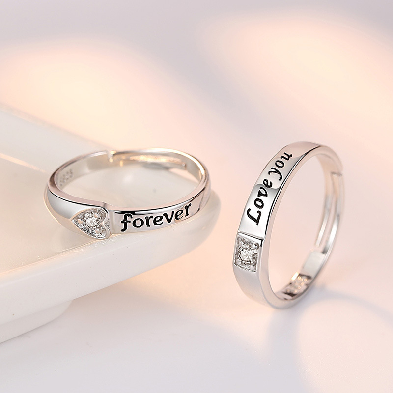 Nhẫn đôi nhẫn cặp thời trang Forever đính đá cực cool NC07