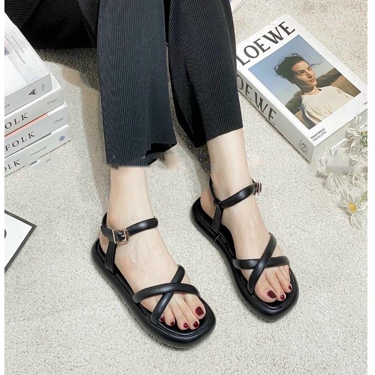 Dép Sandal nữ 2p đế bánh mì SANDAL QUAI CHÉO X siêu êm 3 màu