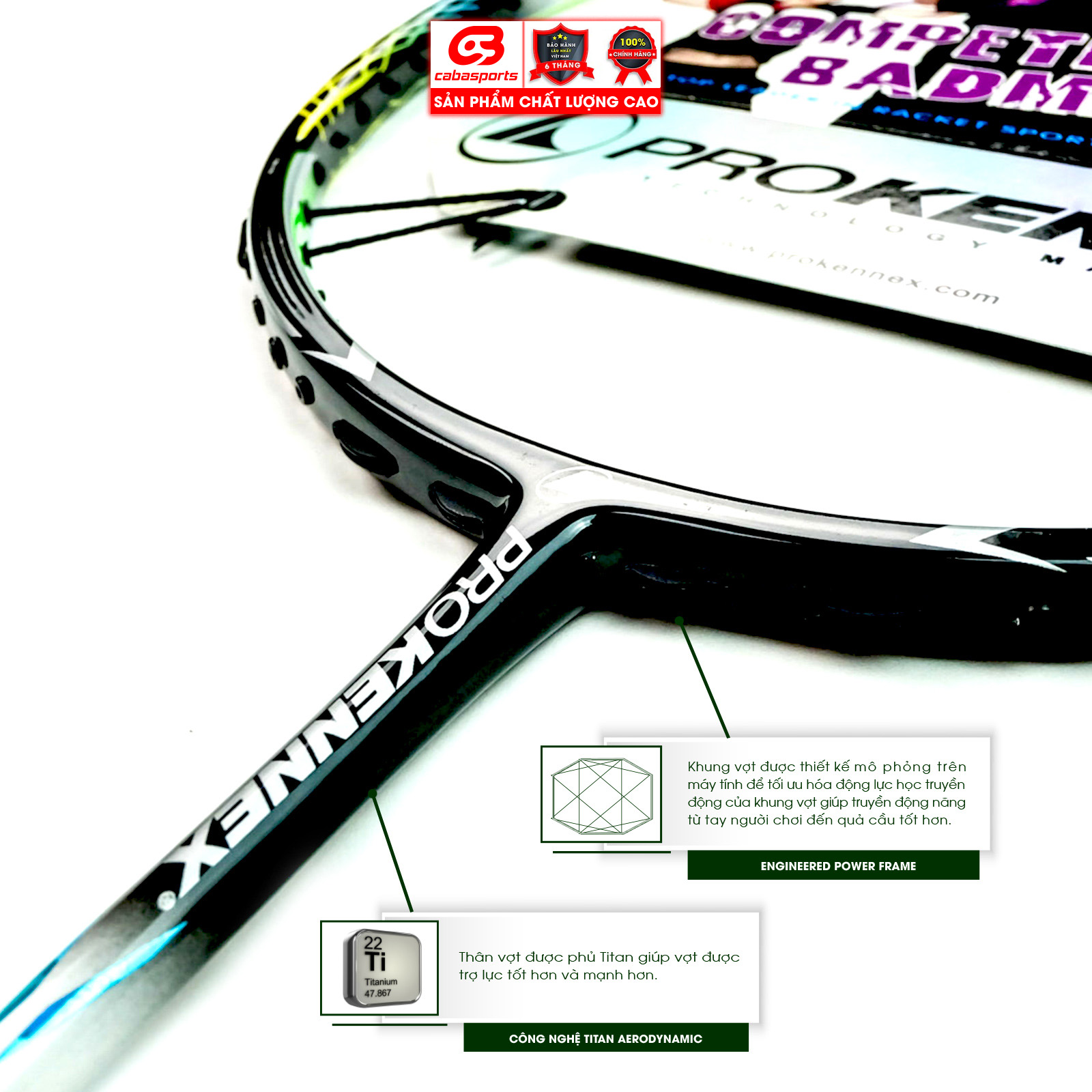 Vợt cầu lông ProKennex POWER PRO 708 chính hãng công thủ toàn diện (1 cây) - Tặng kèm quấn cán