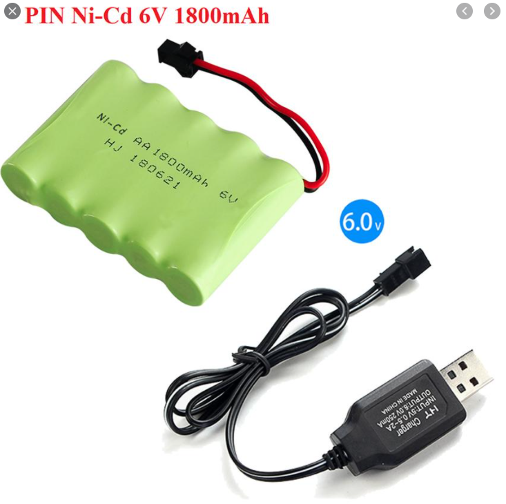 Pin xe điều khiển Pin kèm sạc usb 6v 2400mah đồ chơi điều khiển