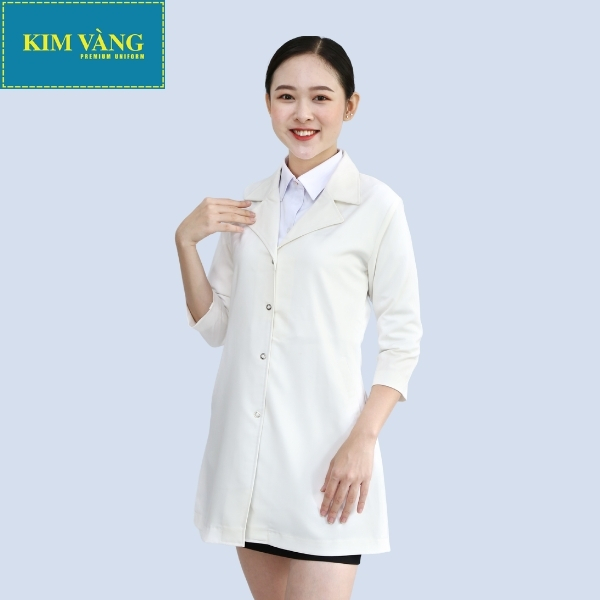 [KIM VÀNG] Áo Blouse bác sĩ, áo dược sĩ, đồng phục bệnh viện tay ngắn chất liệu Kaki thun - Mẫu 05