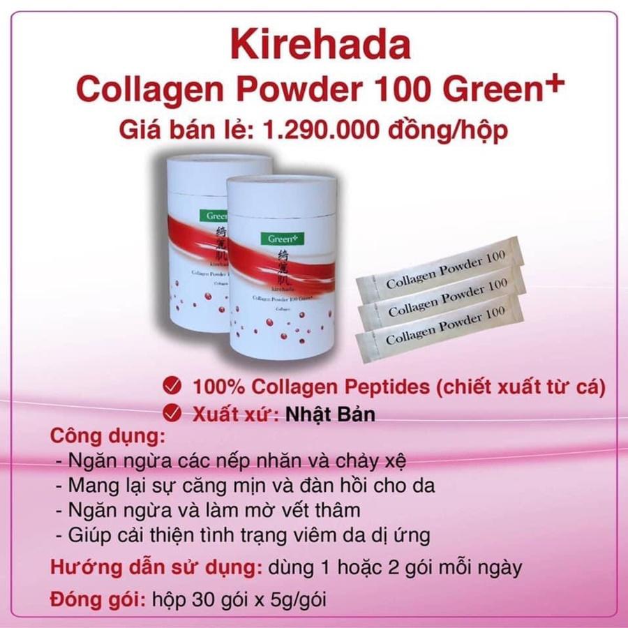 Collagen Nhật Kirehada Collagen Powder 100 Green+ : Đẹp Da, Giữ Dáng, Hạn Chế Quá Trình Lão Hóa Da