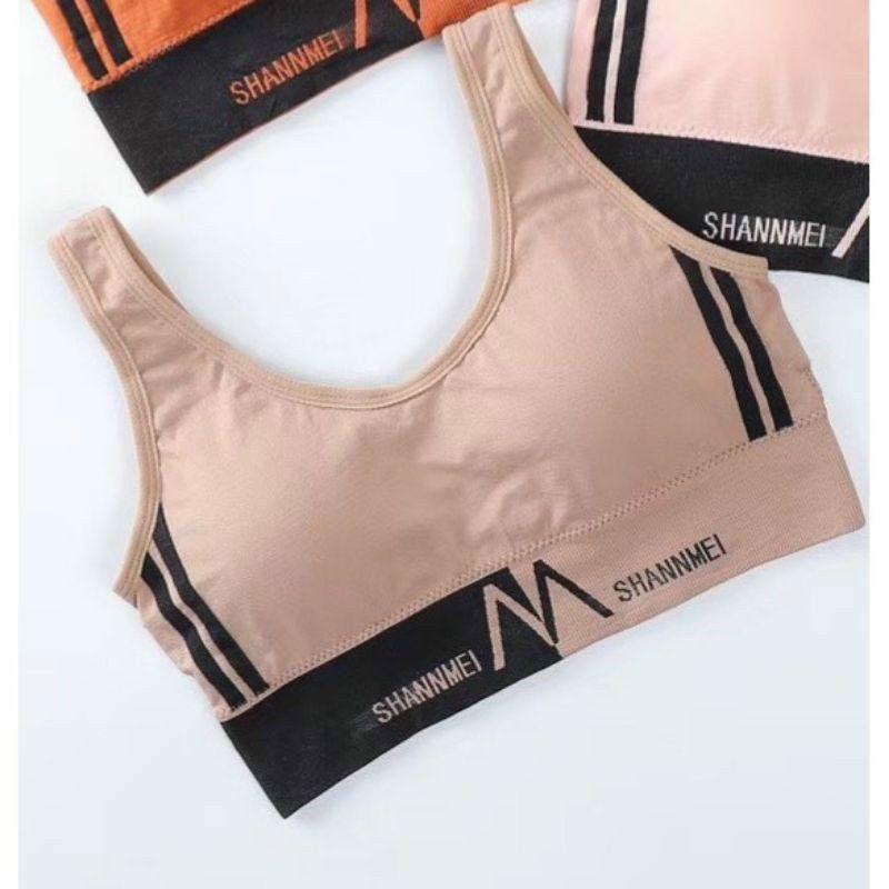 Áo bra M31, Bra thể thao phối sọc dáng croptop chất thun dệt thấm hút mồ hôi