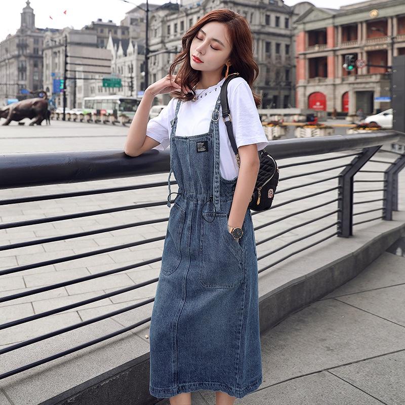 Yếm Váy Jeans Nữ Yurita Chất Bò Phối 2 Túi Trước Kèm Dây Rút Eo Mang Phong Cách Ulzzang Hàn Quốc