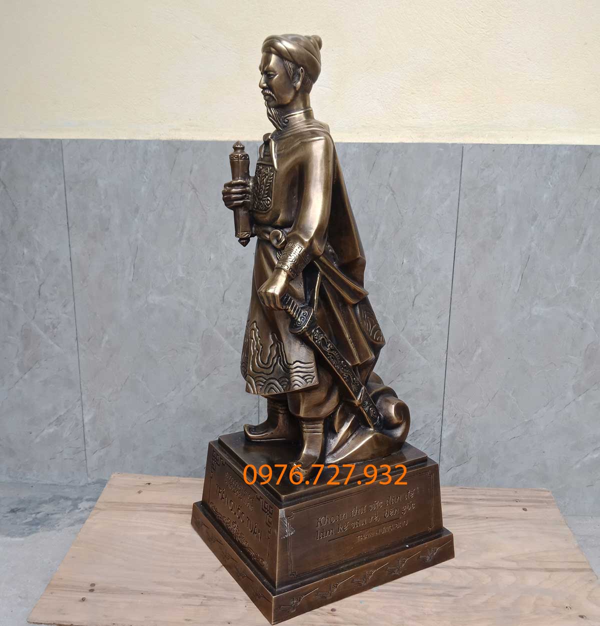 Tượng trần hưng đạo bằng đồng cao 60cm, tượng trần hưng đạo, tượng trần quốc tuần