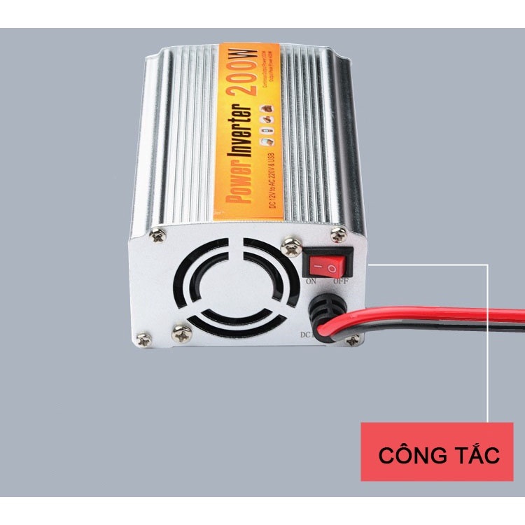 ROGTZ Bộ Chuyển Đổi Nguồn Điện DC 12V Sang AC 110V/220V 200W Cho Xe Ô Tô Cao Cấp - Hàng Nhập Khẩu