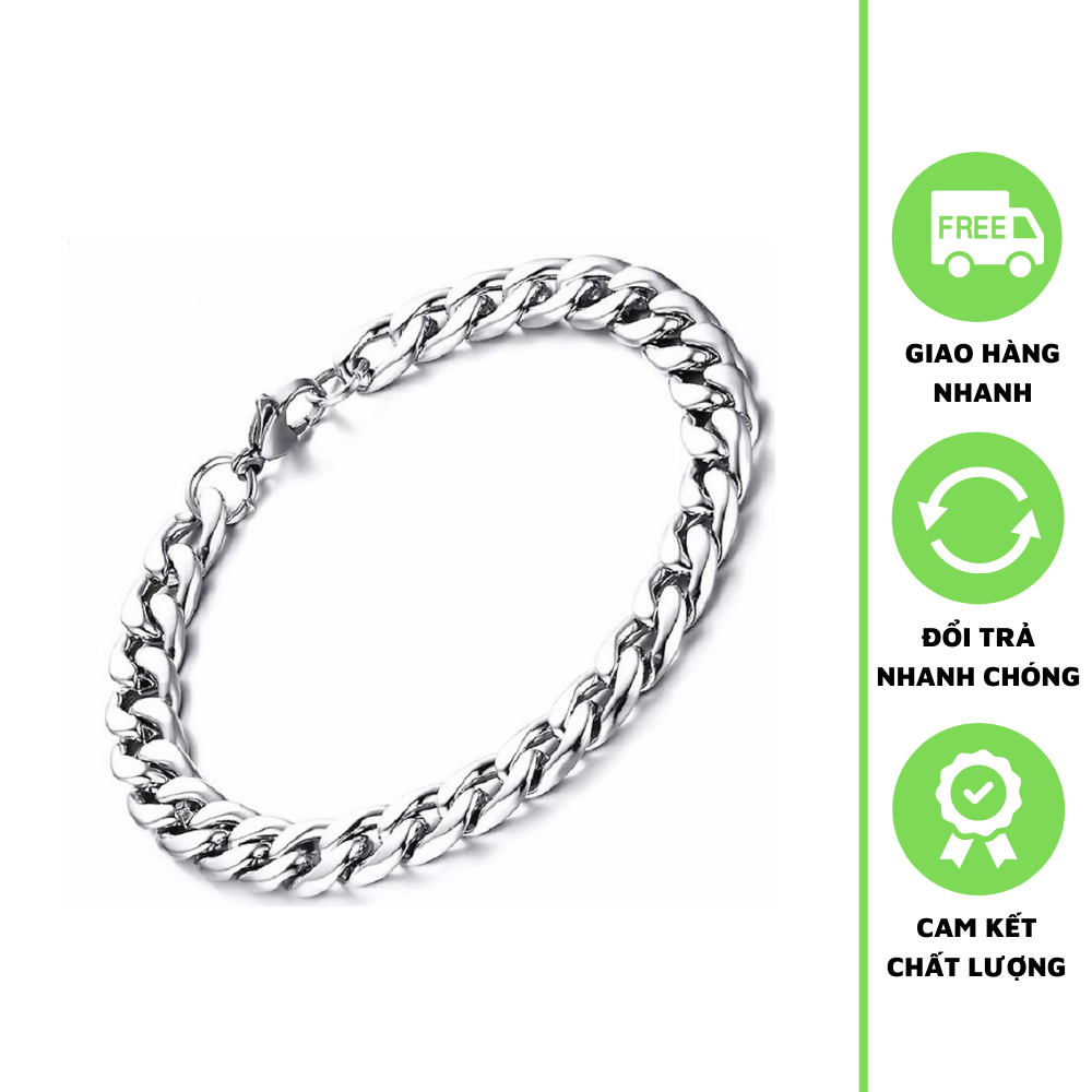 Lắc Tay INOX Nam Chuỗi Xích Lớn Trắng Sáng Vĩnh Viễn Không Đen Hàn quốc
