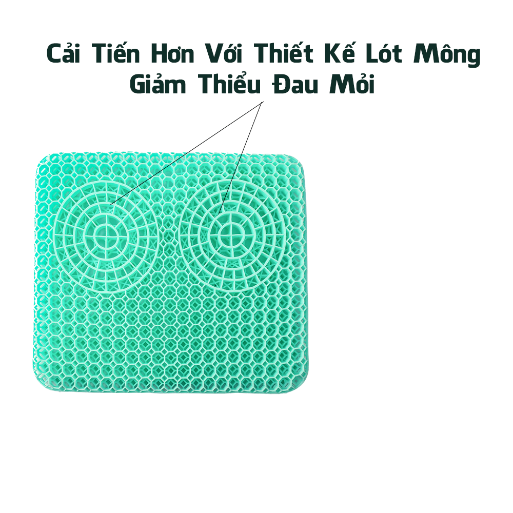 Đệm ngồi thoáng khí SILICONE cao cấp 3D chất liệu Gel thiết kế tổ ong thế hệ mới 2 lớp tặng kèm túi vài bọc