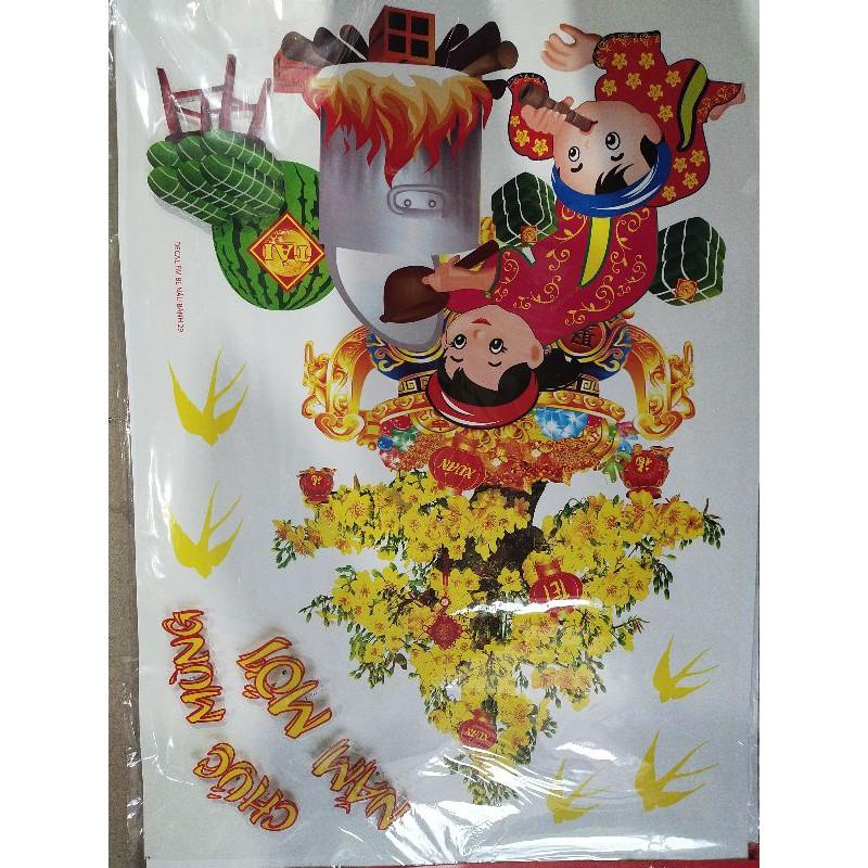 Tranh sticker 3D bóc dán kính ngày tết