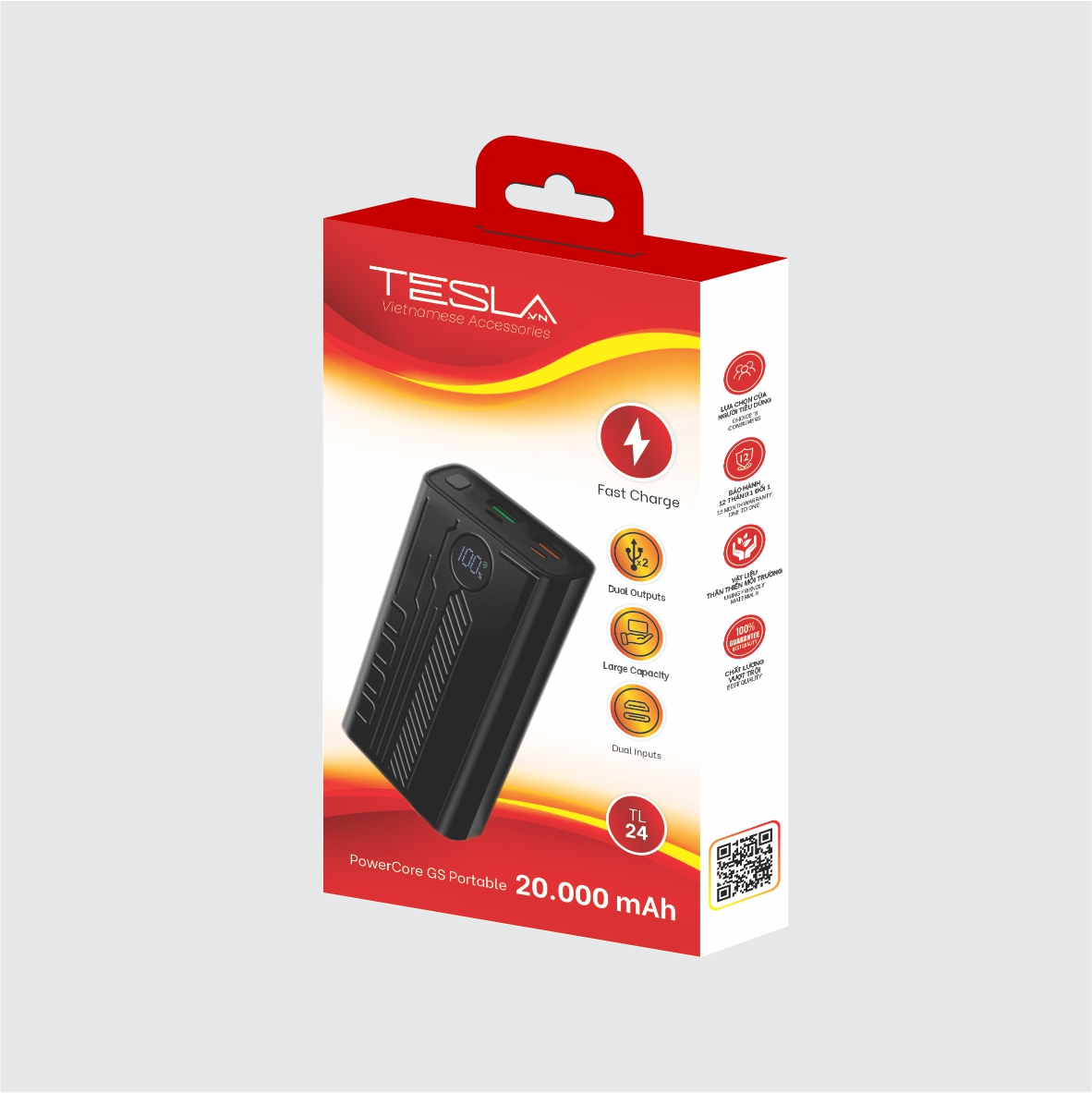 Pin sạc dự phòng hàng chính hãng TESLA TL24  dung lượng 20.000mAh | Bảo hành 12 tháng 1 đổi 1 | Made in Việt Nam