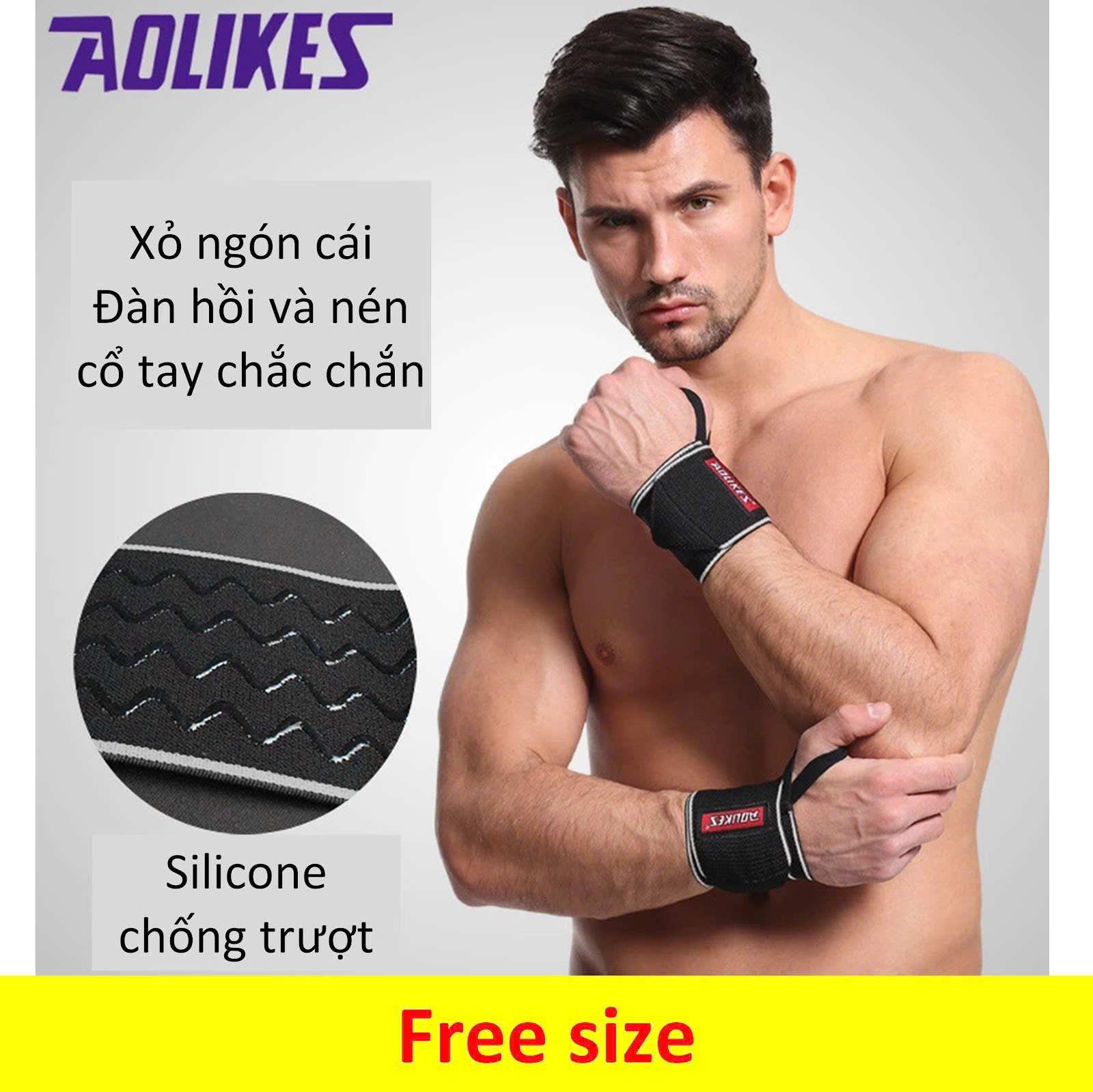 Đai cuốn bảo vệ cổ tay Aolikes 1541 có xỏ ngón