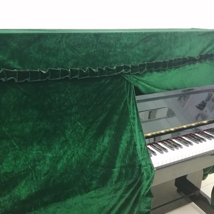 Bộ khăn phủ đàn piano cơ nhung xanh rêu