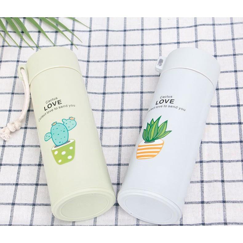 Bình Nước Cactus Love Lõi Thủy Tinh 400ml Nhiều Màu