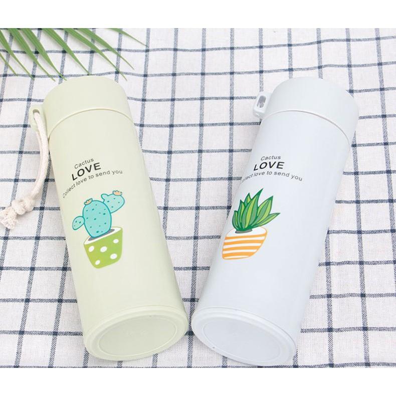 Bình Nước Cactus Love Lõi Thủy Tinh 400ml Nhiều Màu