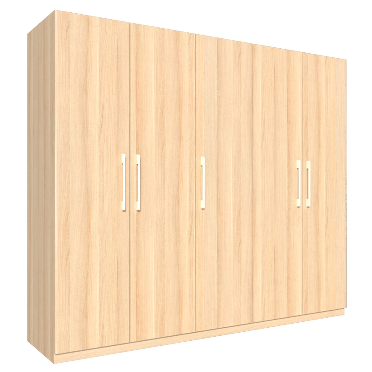 Tủ quần áo gỗ MDF Tundo 5 cánh 2 ngăn màu vàng sồi 220 x 55 x 200cm