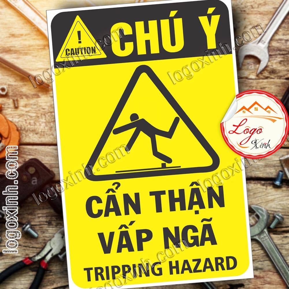 LOGO TEM STICKER BIỂN CẢNH BÁO CẨN THẬN VẤP NGÃ - TRIPPING HAZARD- BIỂN CẢNH BÁO AN TOÀN LAO ĐỘNG