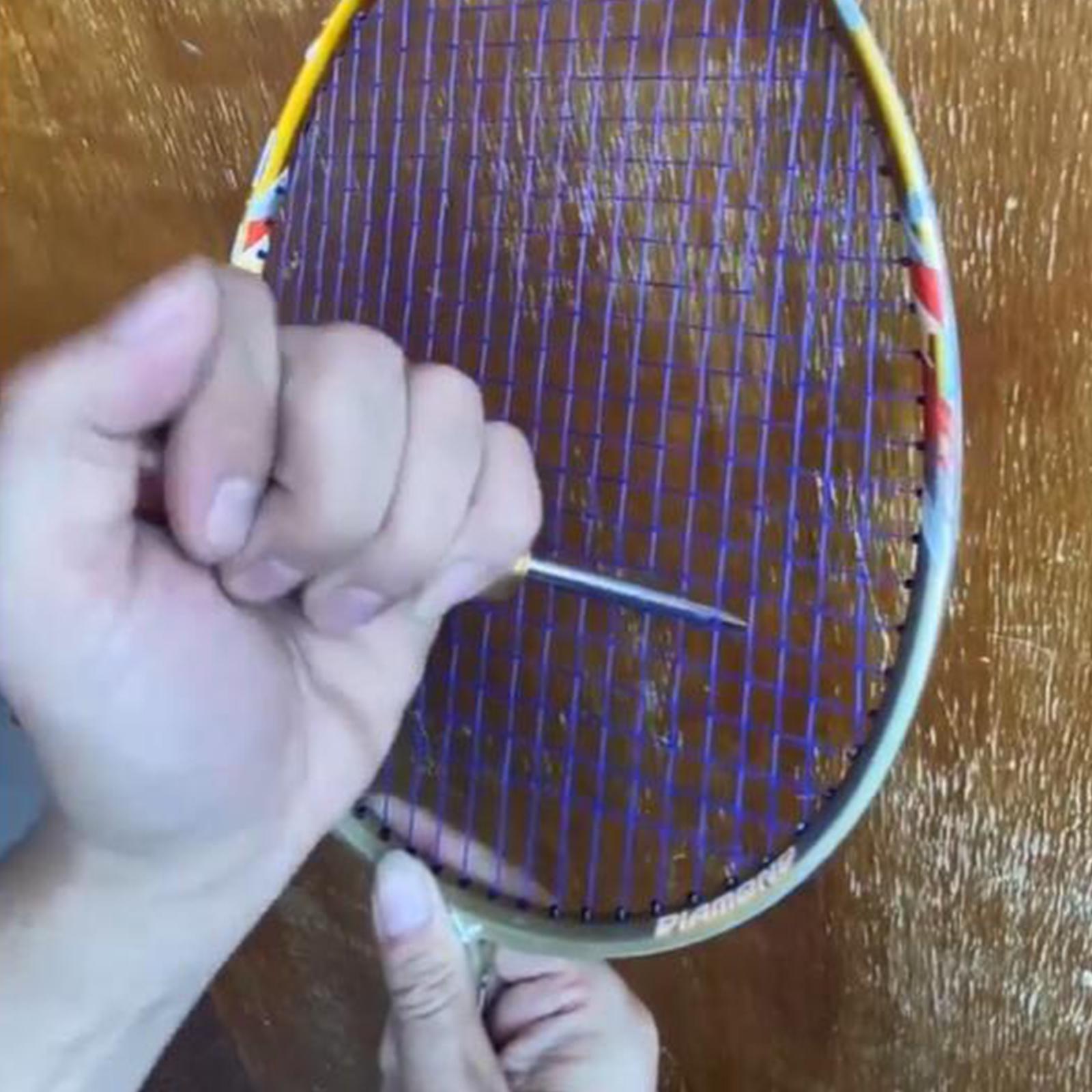 Racquet Stringing Awl, Stringing Machine Tool, Tennis Badminton Racket Awl, Portable Durable Metal Wooden Handle