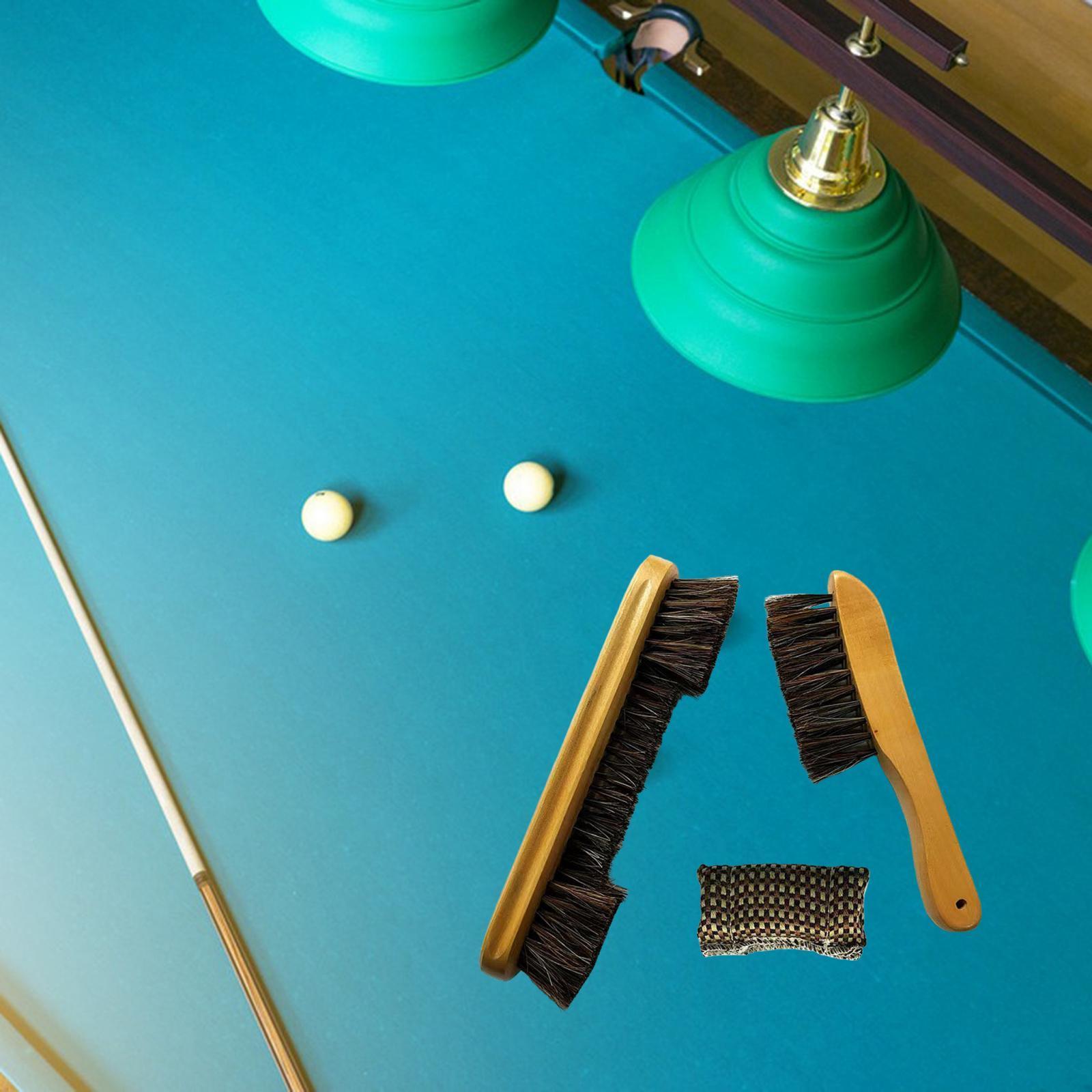 Billiards Table Cleaning Tool, Horse Hair Brush, Cleaning Tool Club Wipe, Wooden Handle Billiards Pool Table  Brush Set, Billiards Brush