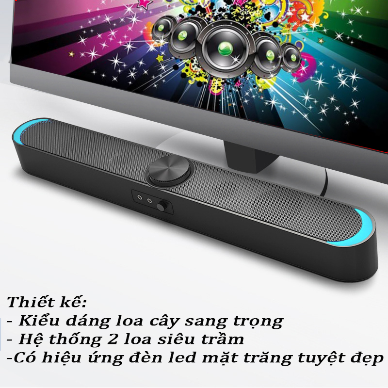 Loa Vi Tính Thông Minh V-198, Hỗ Trợ Bluetooth, Karaoke, Hiệu Ứng Đèn Led Mặt Trăng Cao Cấp