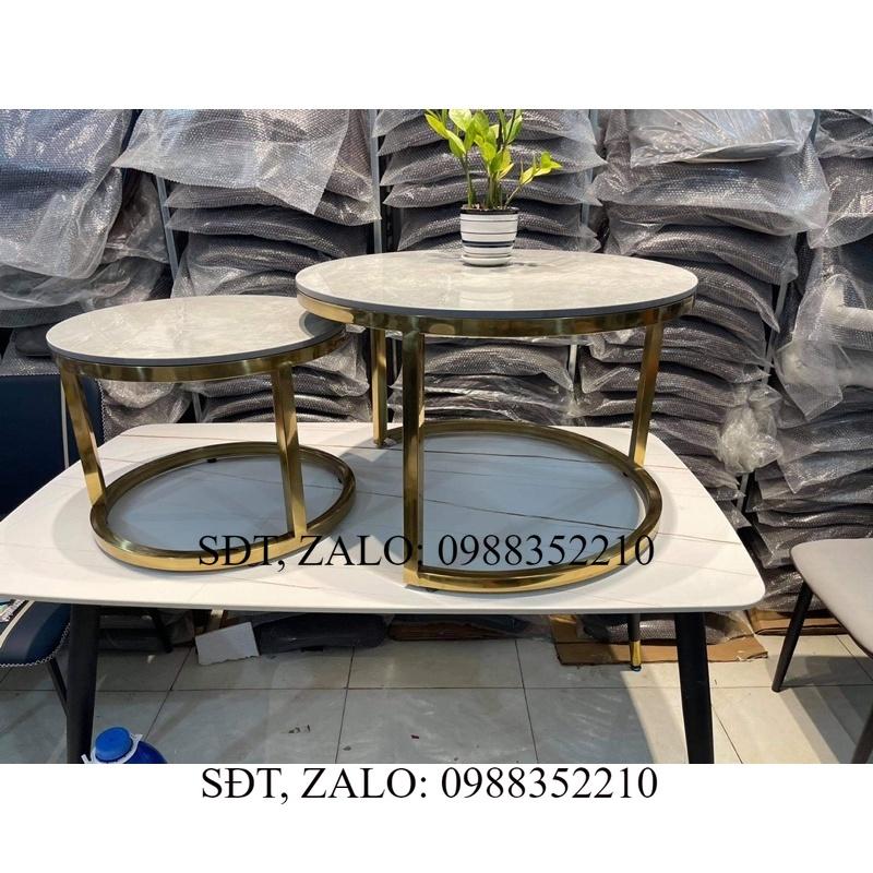 Bàn sofa inox mặt đá ceramic