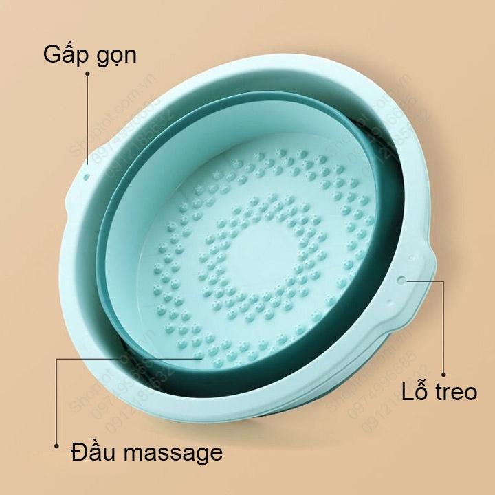 Thau chậu ngâm chân kiêm massage có thể gấp gọn, làm bằng nhựa PP-TPR mềm dẻo