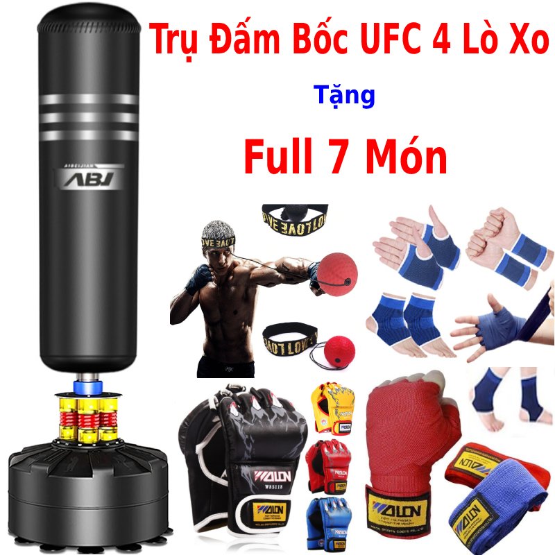 Combo bao trụ đấm bốc boxing tự đứng + găng đấm boxing vằn hổ - Thiết bị đấm bốc boxing dành cho dân chuyên, phòng tập, võ đường