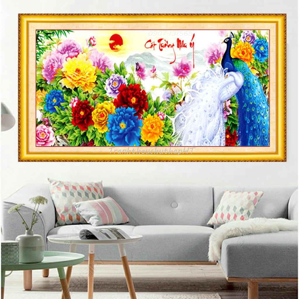 Tranh Đính Đá CÔNG CÁT TƯỜNG NHƯ Ý. Kích Thước: 1m04 x 50cm