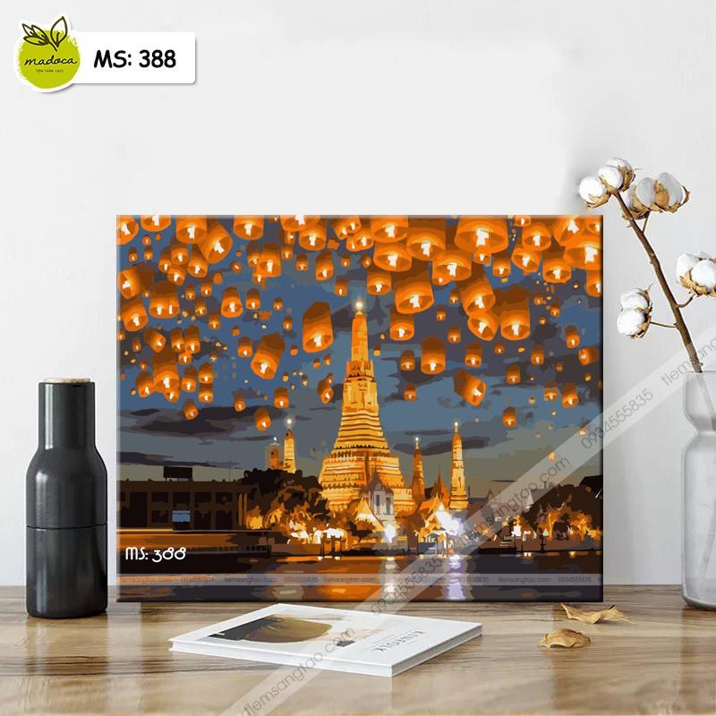 Tranh tô màu 40x50cm có khung đèn trời ở Chieng Mai T388