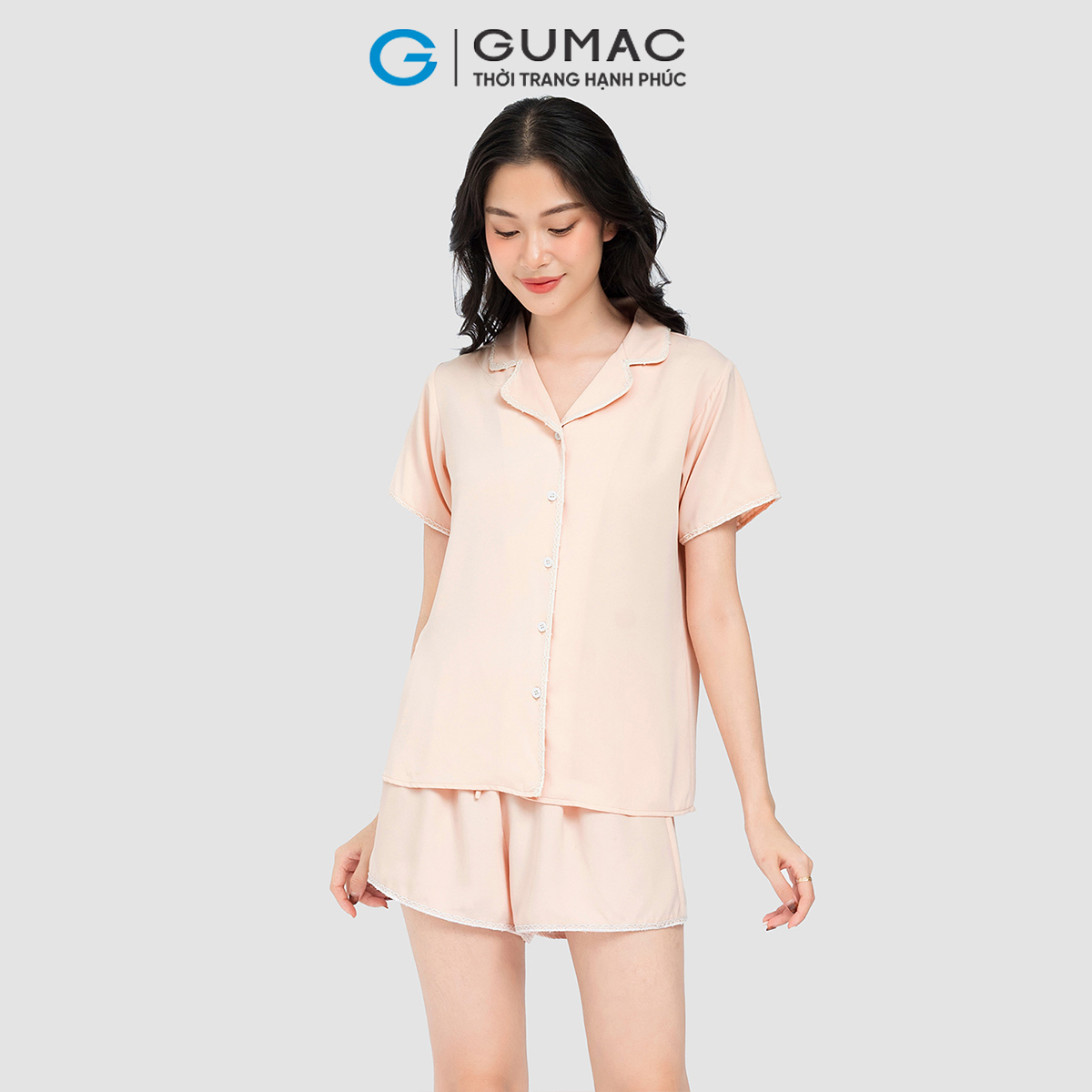 Set ngắn phối đăng ten thời trang GUMAC SC10061
