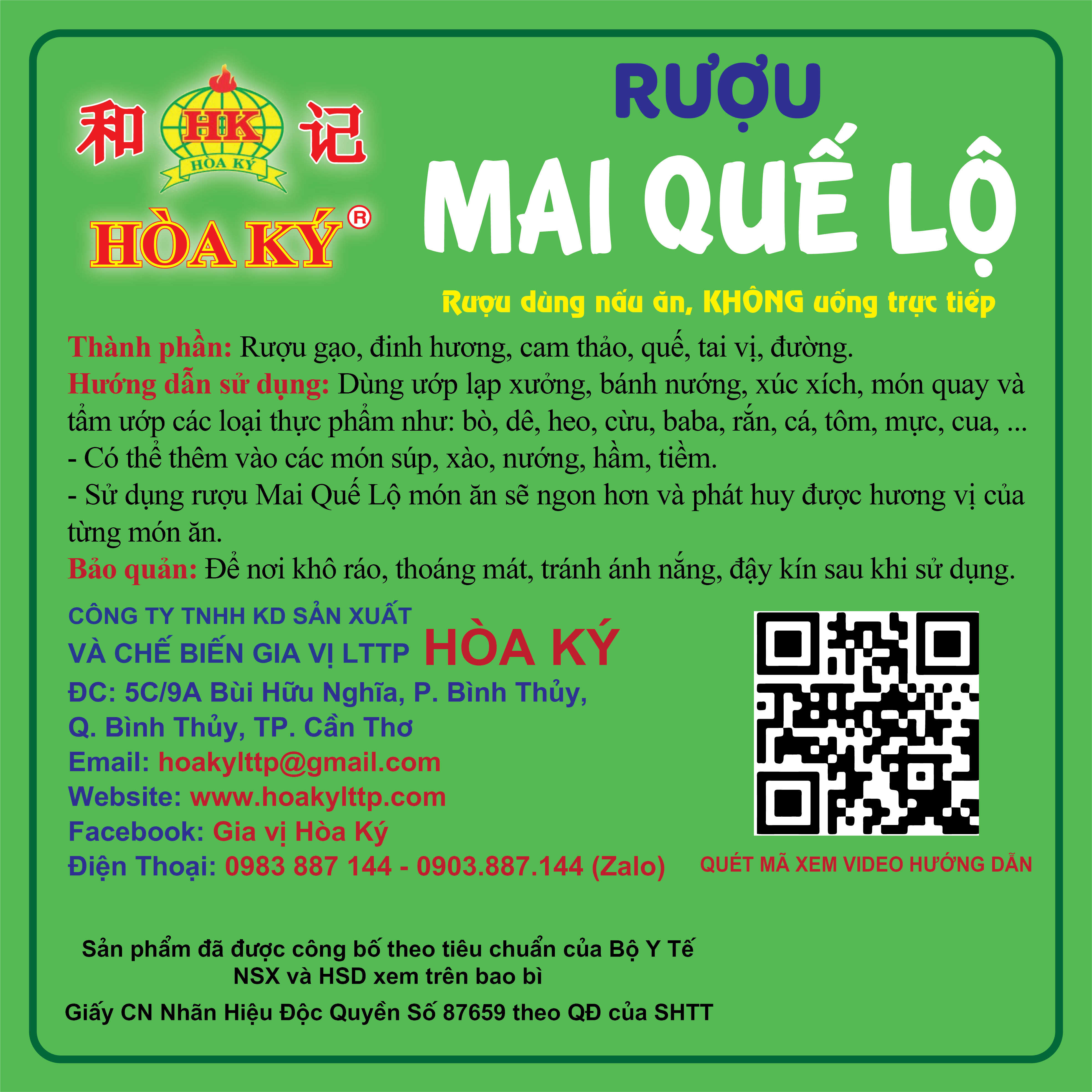 Gia vị Mai Quế Lộ HOÀ KÝ 1 lít