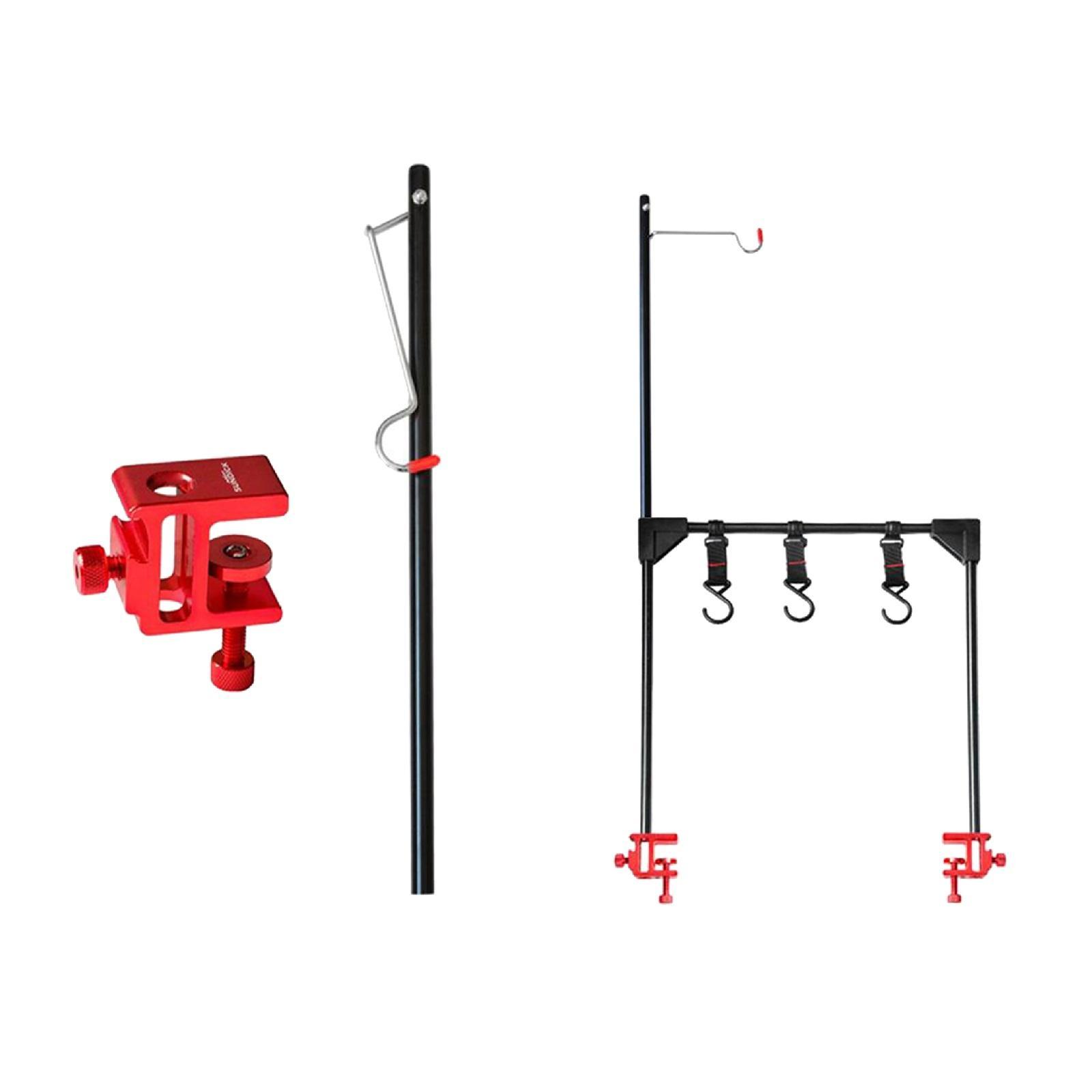2 Set Camping Picnic Lantern Pole Hanging Rack Tent Hanger Stick Black