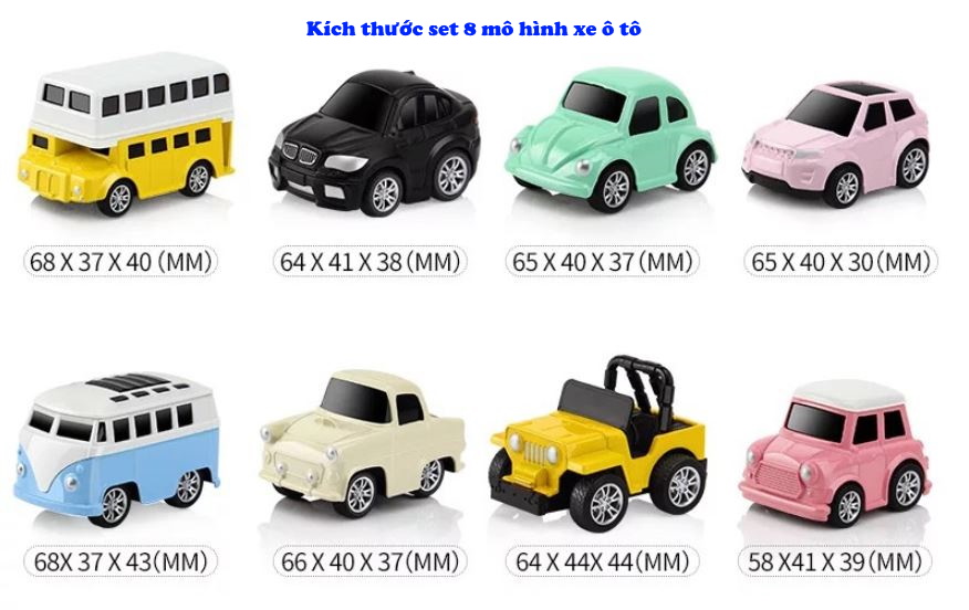 Bộ 8 Mô Hình Đồ Chơi Mini Car Cho Bé Bằng Thép Cao Cấp Chính Hãng miDoctor