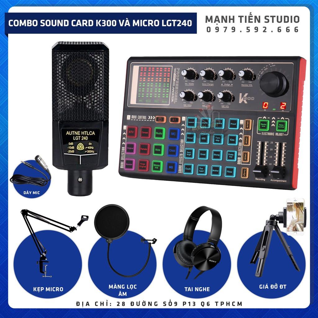 trọn bộ combo micro LGT240 + sound card K3000 + full phụ kiện livestream karaoke thu âm bảo hành 12