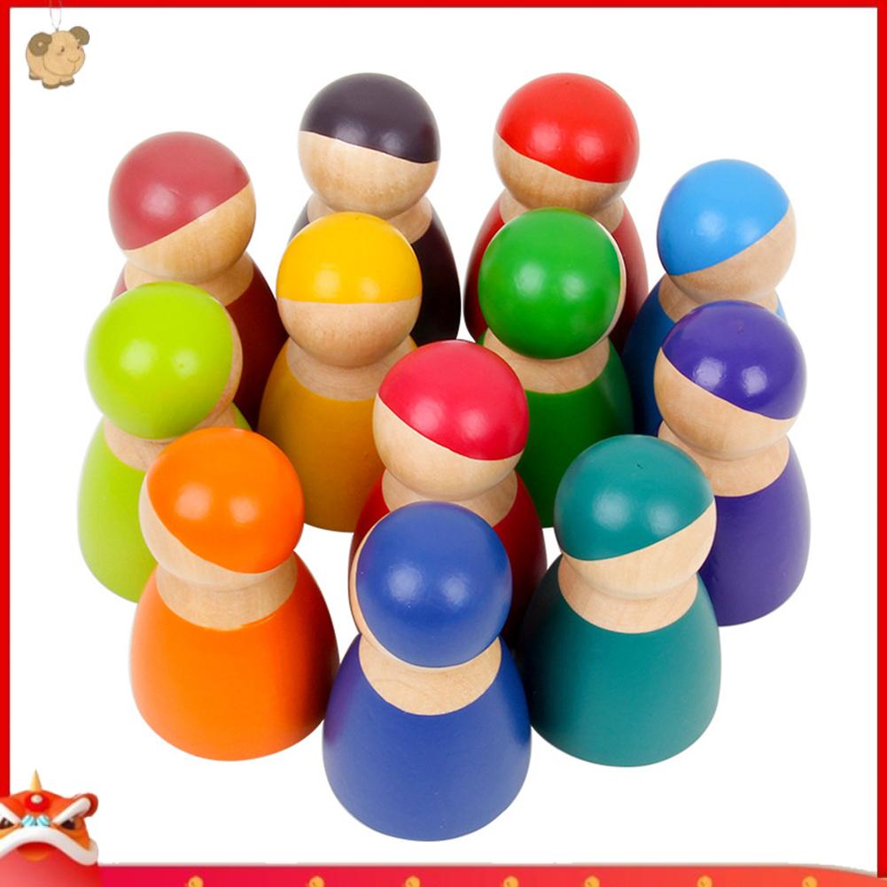 Bộ 12 Búp Bê Cầu Vồng Bằng Gỗ