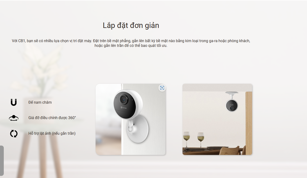 Camera Wifi EZVIZ CB1 2MP Dùng Pin Sạc, Cảnh báo chuyển động, còi hú cảnh báo - hàng chính hãng