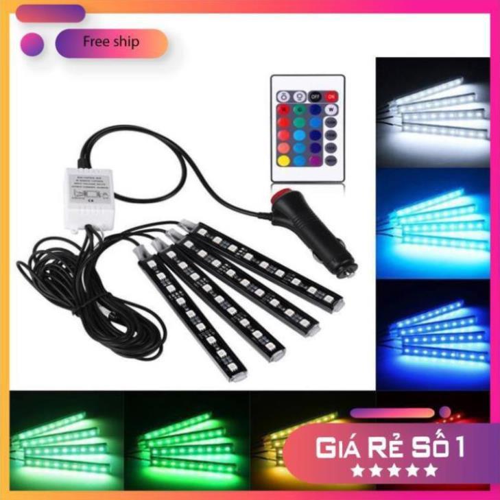 ️GIÁ TỐT️ Bộ Đèn Led Cảm Biến Mạch_Trang Trí Gầm Ghế, Gầm Taplo, Chân Thắng _ Có Điều Khiển Đổi 8 Màu Cao Cấp