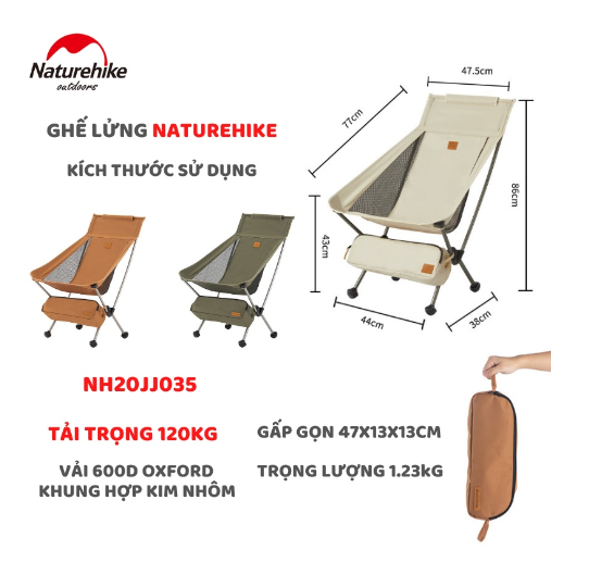Ghế tựa lưng gấp gọn YL09 NatureHike NH20JJ035