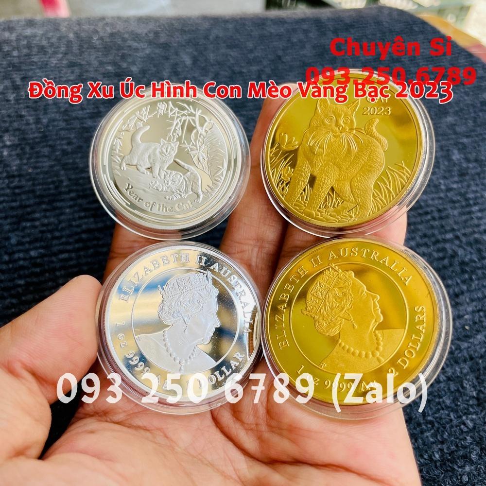 Cặp Tiền Xu Hình Con Mèo Úc Vàng, Bạc 2023 (2 đồng xu