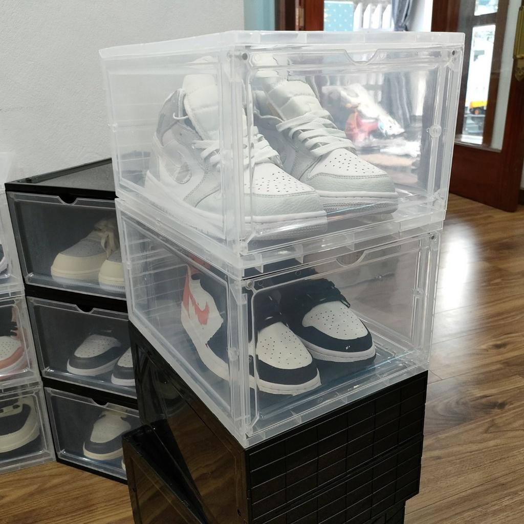 Hộp Đựng Giày Nhựa Cứng Cao Cấp Size Lớn, Cửa Nam Châm Lắp Ráp Tiện Lợi