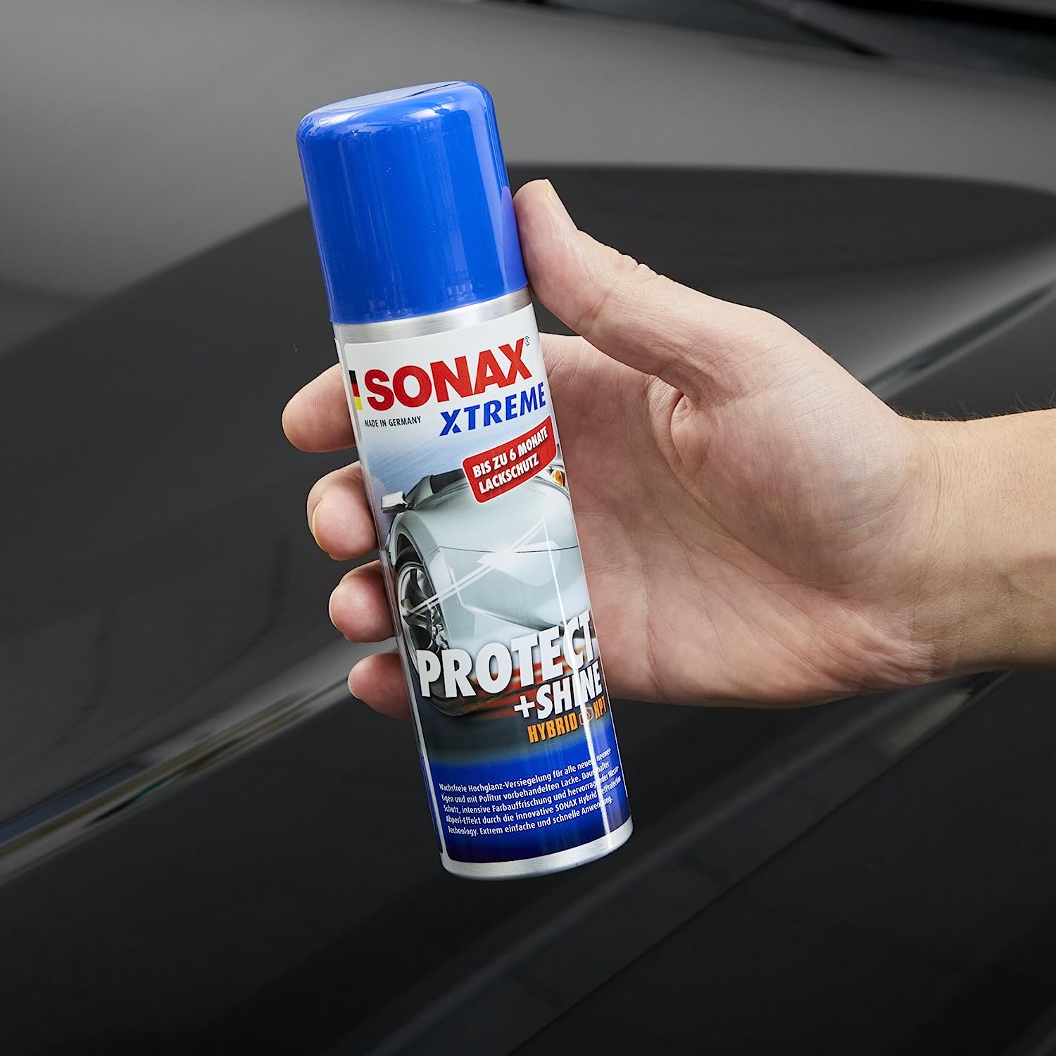 Chai xịt phủ bóng nano bảo vệ sơn xe Protect Shine Xtreme Sonax 222100 210ml tặng kèm 1 khăn 3M KL3030 - chống bám bụi, tăng độ bóng sơn xe, tác dụng lâu dài