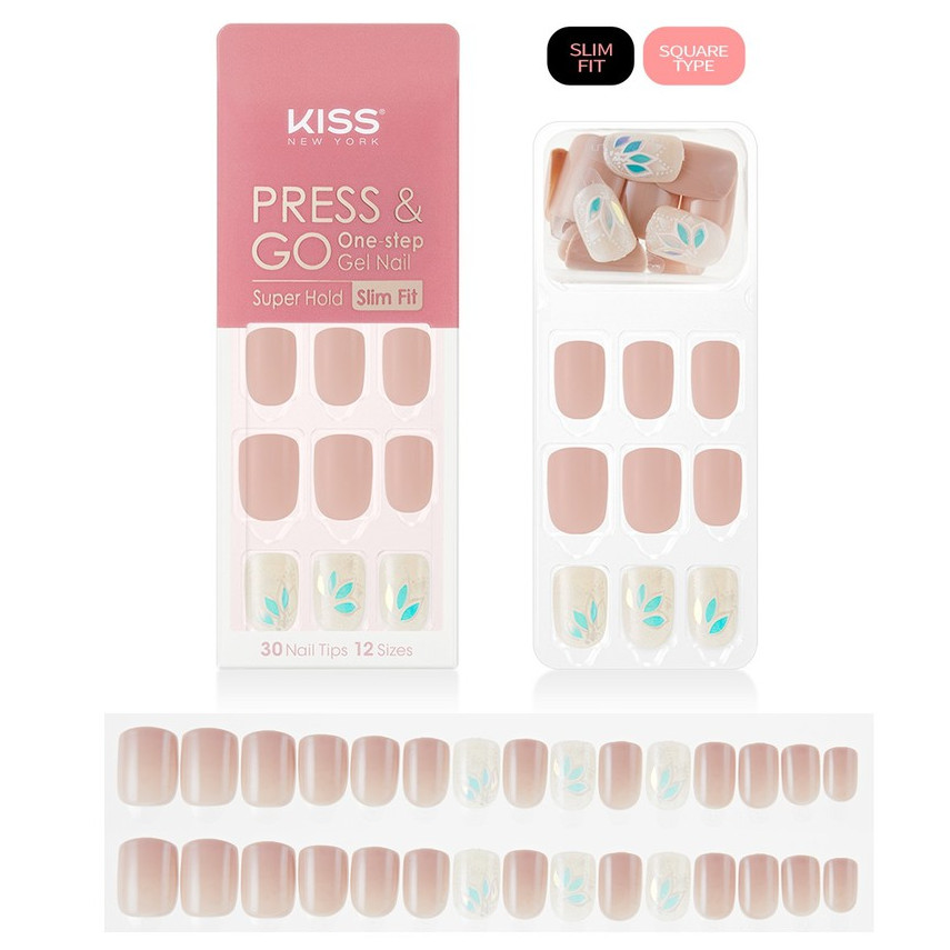 Bộ 30 Móng Tay Gel Dán Press &amp; Go Kiss New York Nail Box - Yacht Glitter (KPNS12K)