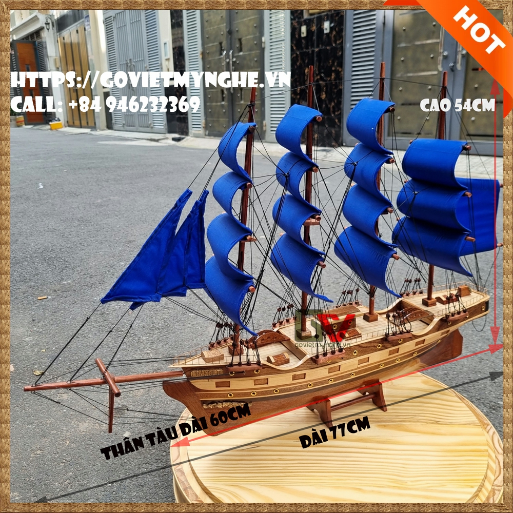 Tàu thuyền gỗ trang trí France II mô hình thuyền trang trí phong thủy