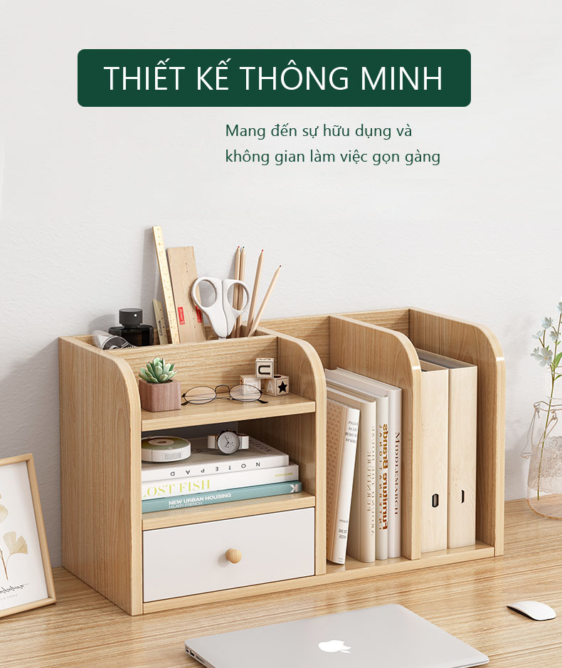 Kệ Sách Để Sàn GAPI Sức Chứa Lớn Và Có Ngăn Kéo - Chất Liệu Gỗ MDF Phủ Melamin Chống Nước Và Xước  GP176