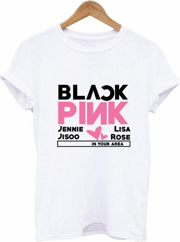 Áo phông BlackPink in chữ In your Area Jennie Jisoo Lisa Rose