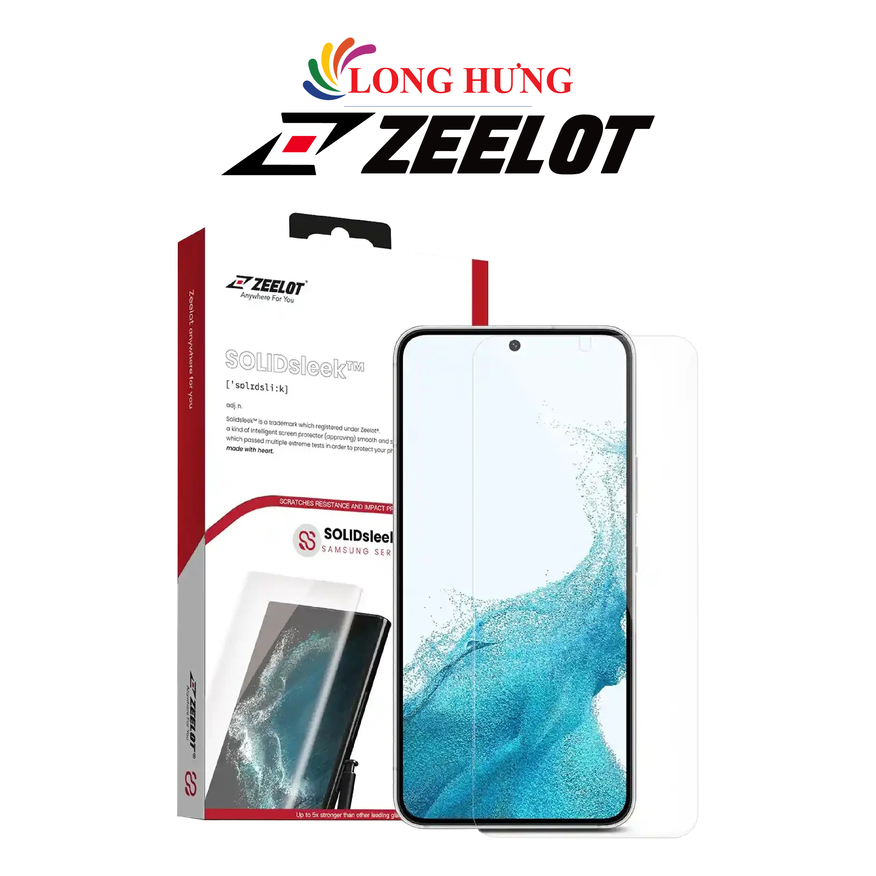 Dán màn hình cường lực Full viền Zeelot SOLIDsleek 2.5D Full Glue dành cho Samsung Galaxy S22/S22 Plus/S23/S23 Plus - Hàng chính hãng